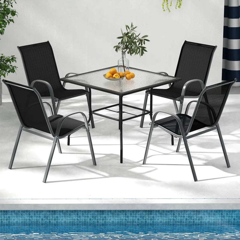 Set of 2 Stackable Patio Dining Chairs Set with Armrest by DirectDeals