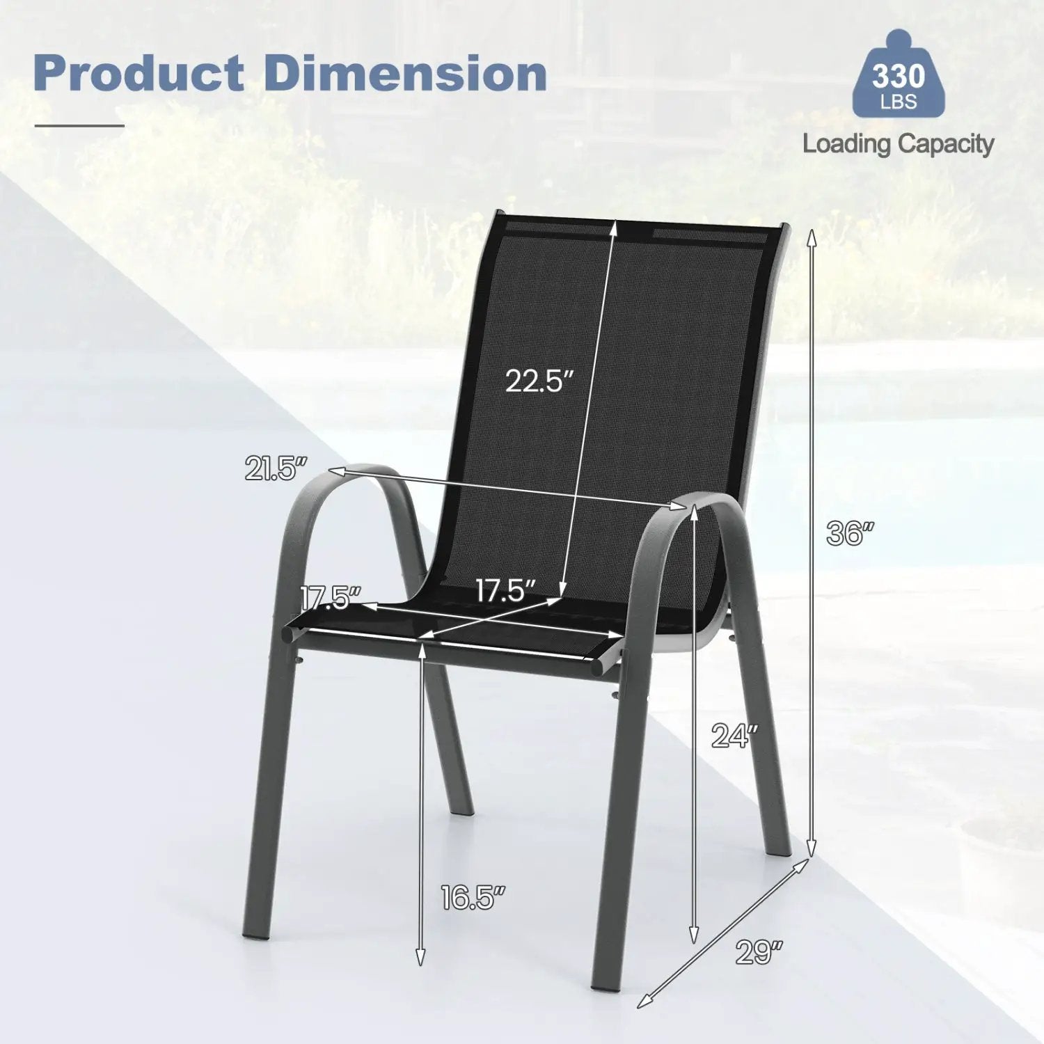 Set of 2 Stackable Patio Dining Chairs Set with Armrest by DirectDeals