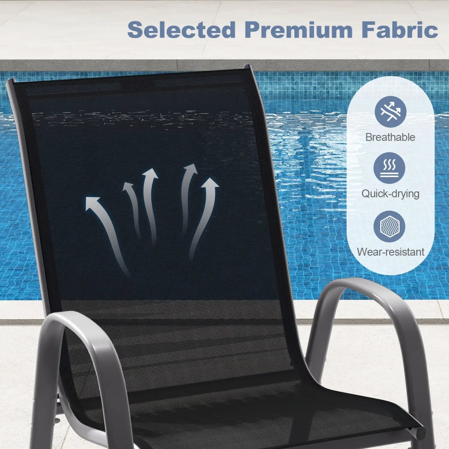 Set of 2 Stackable Patio Dining Chairs Set with Armrest by DirectDeals