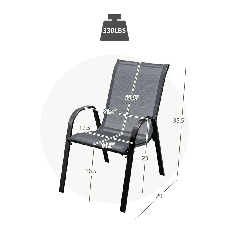 Set of 2 Stackable Patio Dining Chairs Set with Armrest by DirectDeals