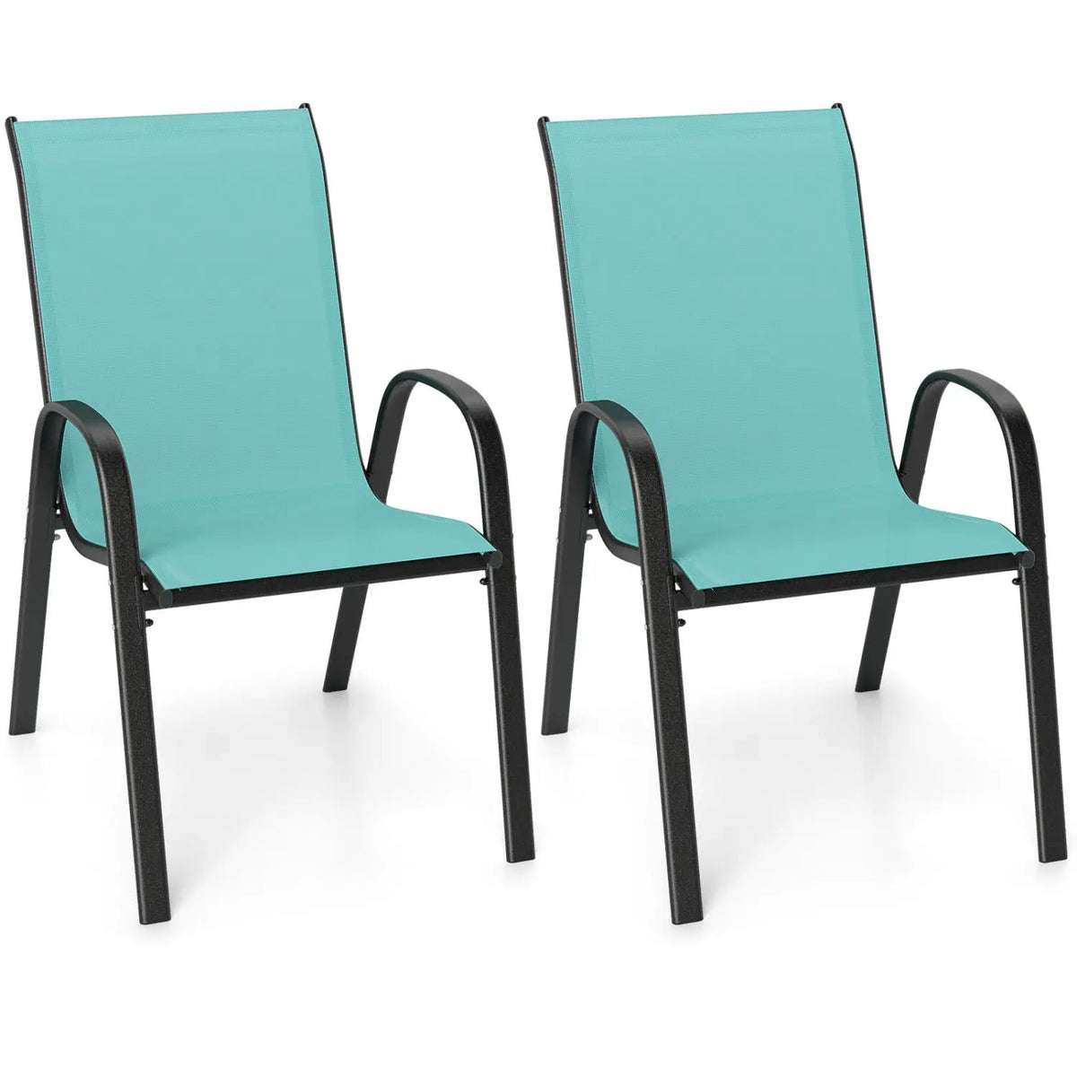 Set of 2 Stackable Patio Dining Chairs Set with Armrest by DirectDeals