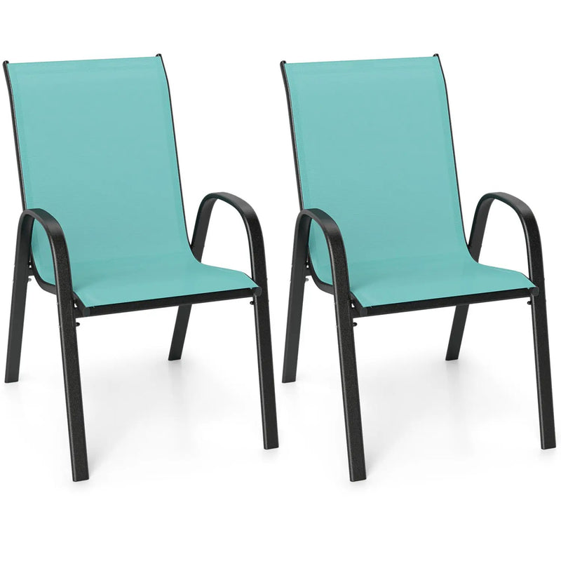 Set of 2 Stackable Patio Dining Chairs Set with Armrest by DirectDeals