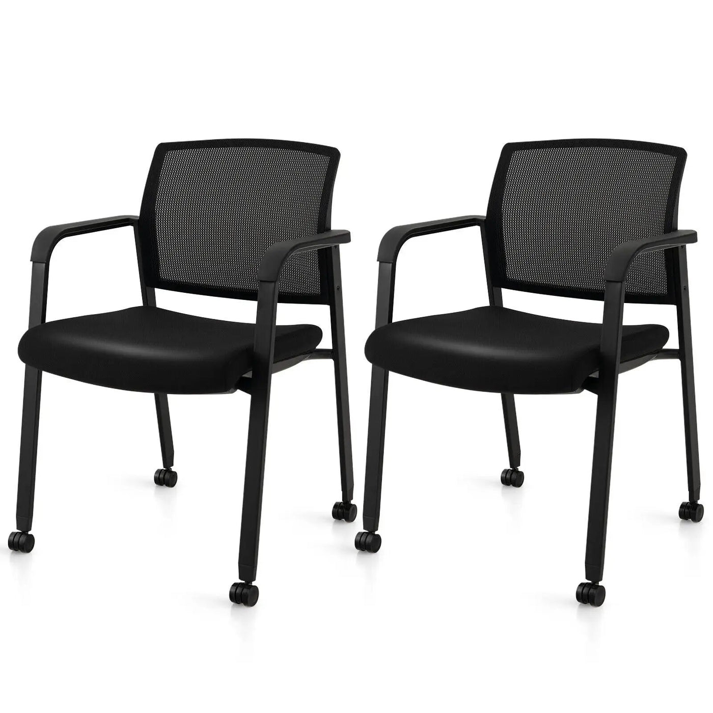 Set of 2 Stackable Rolling Office Chairs with Mesh Backrest by DirectDeals