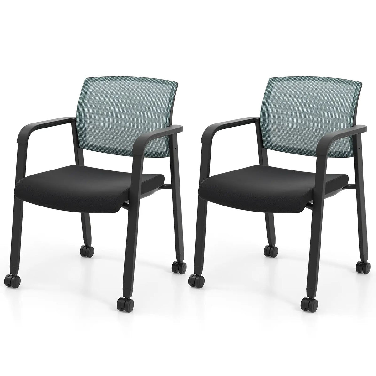 Set of 2 Stackable Rolling Office Chairs with Mesh Backrest by DirectDeals