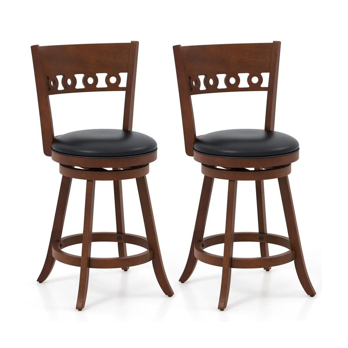 Set of 2 Swivel Bar Stools with Rubber Wood Frame by DirectDeals