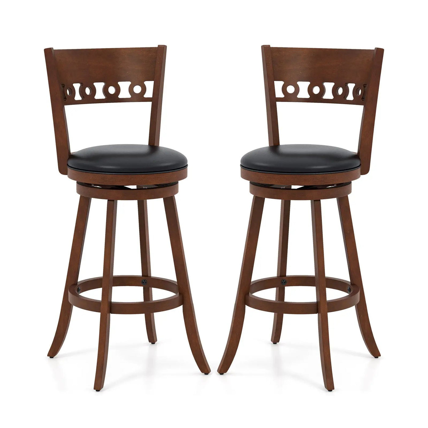 Set of 2 Swivel Bar Stools with Rubber Wood Frame by DirectDeals