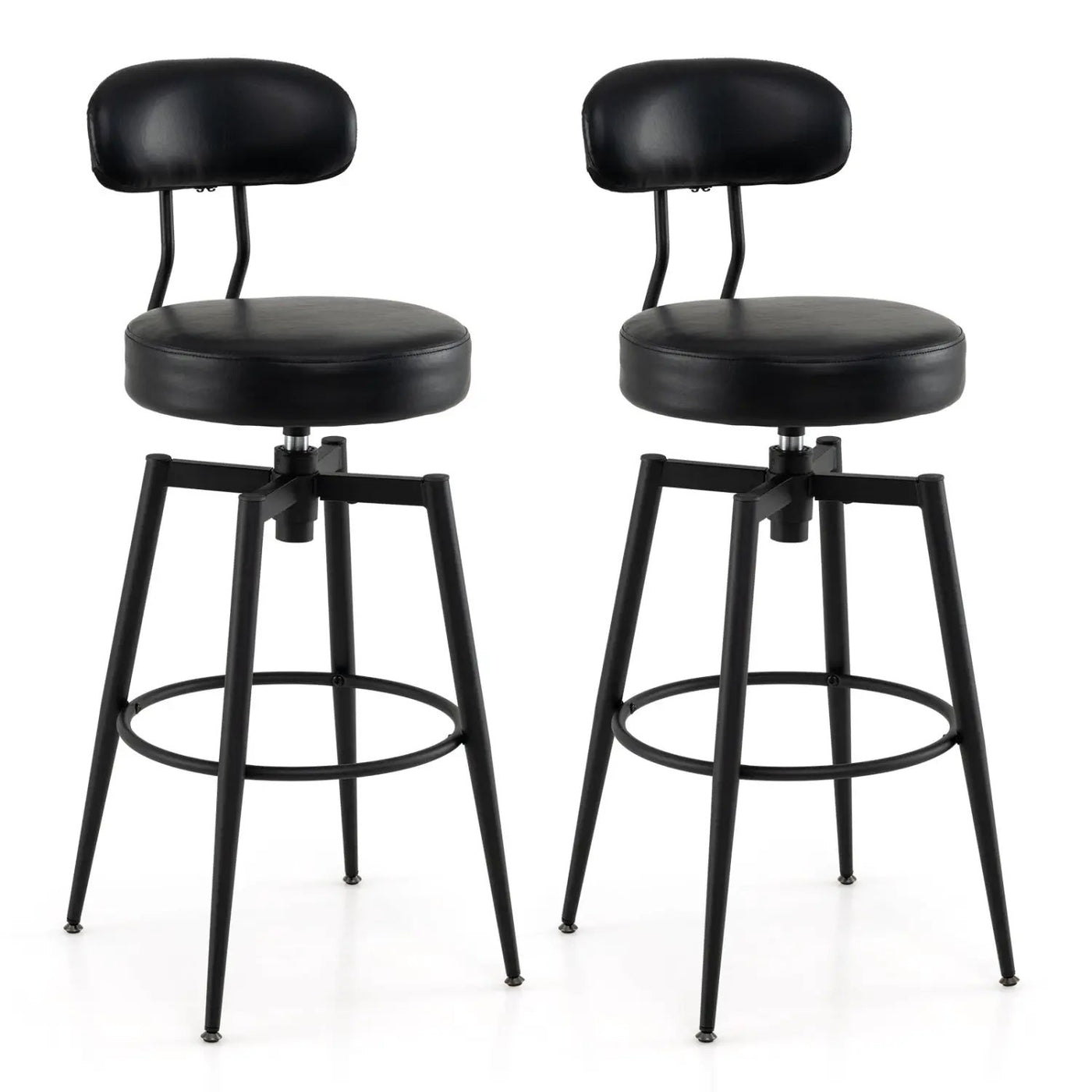 Set of 2 Swivel Barstools Faux Leather with Upholstered Seat and Back by DirectDeals