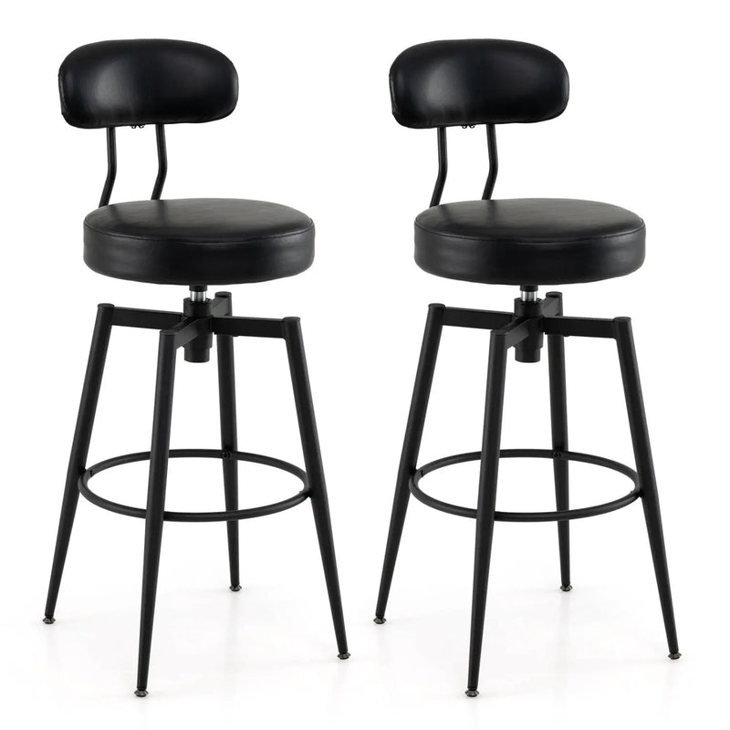 Set of 2 Swivel Barstools Faux Leather with Upholstered Seat and Back by DirectDeals