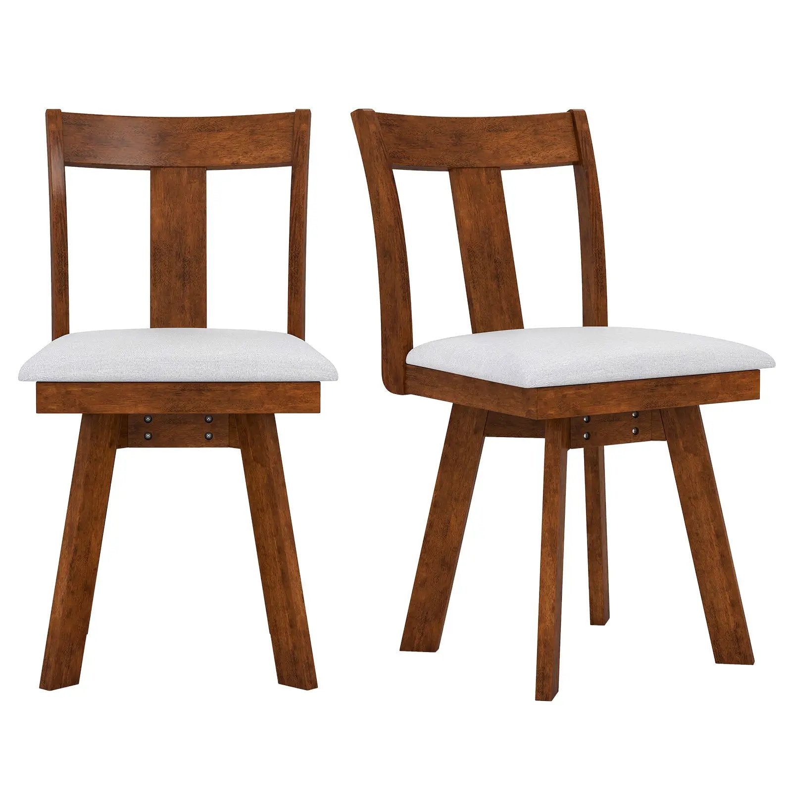 Set of 2 Swivel Dining Room Chairs with Rubber Wood Frame-Walnut by DirectDeals