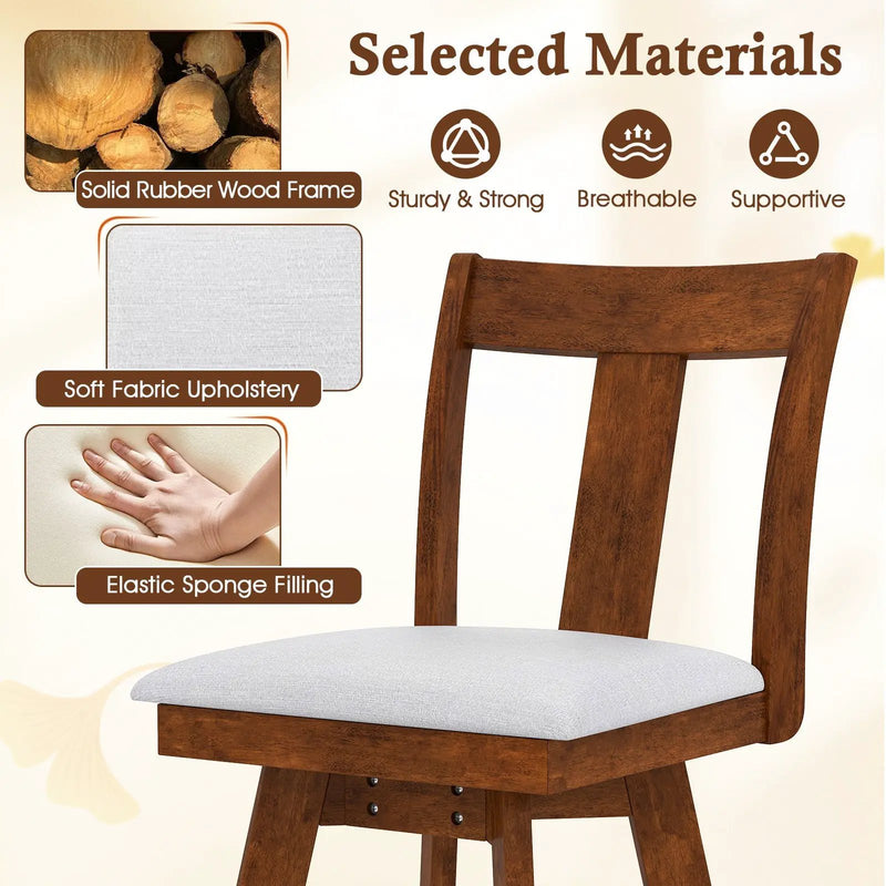 Set of 2 Swivel Dining Room Chairs with Rubber Wood Frame-Walnut by DirectDeals