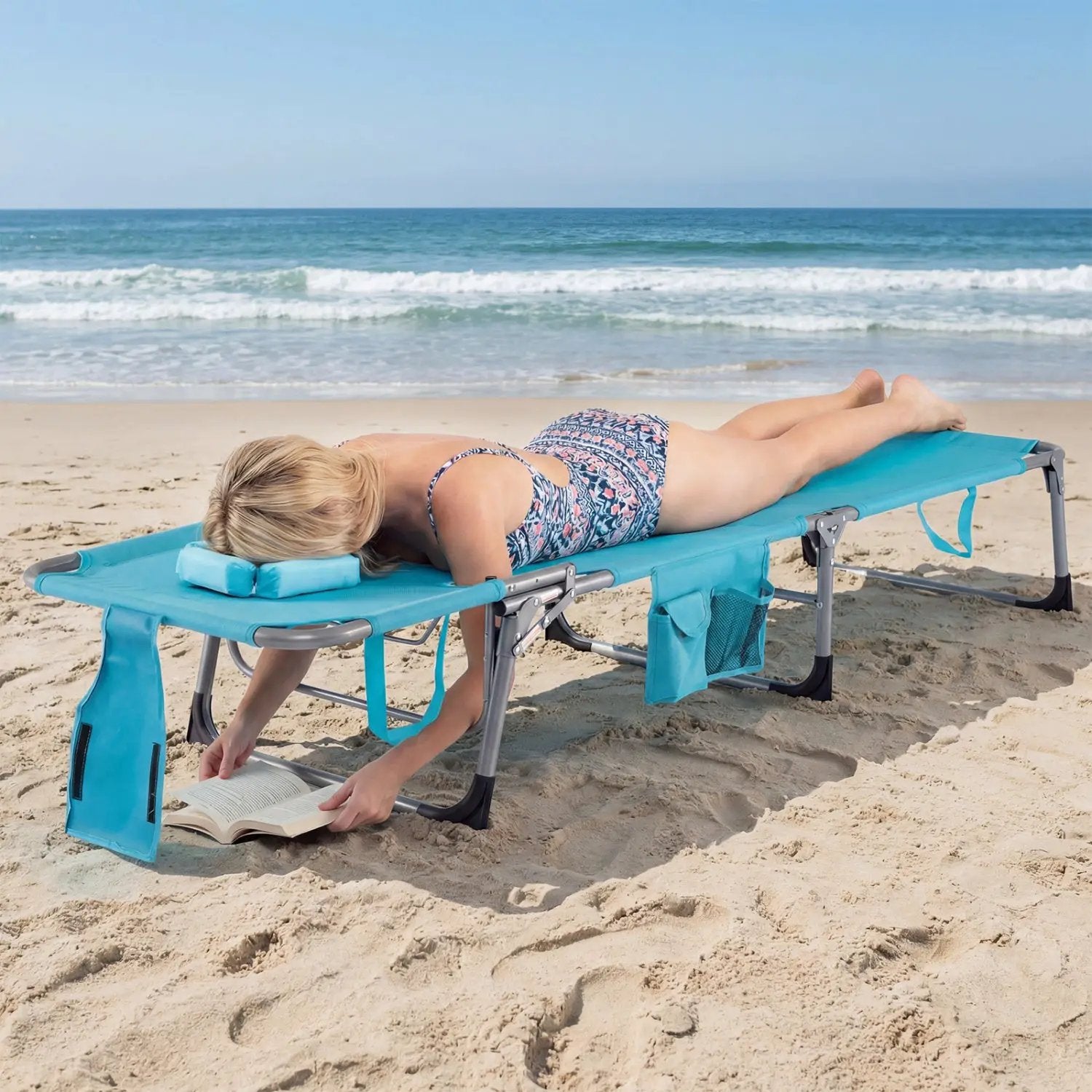 Set of 2 Tanning Chair Portable Chaise Lounge Chair with 4-Position Adjustable Backrest by DirectDeals