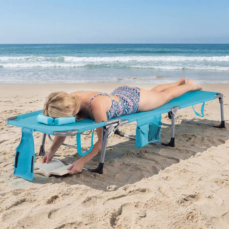 Set of 2 Tanning Chair Portable Chaise Lounge Chair with 4-Position Adjustable Backrest by DirectDeals