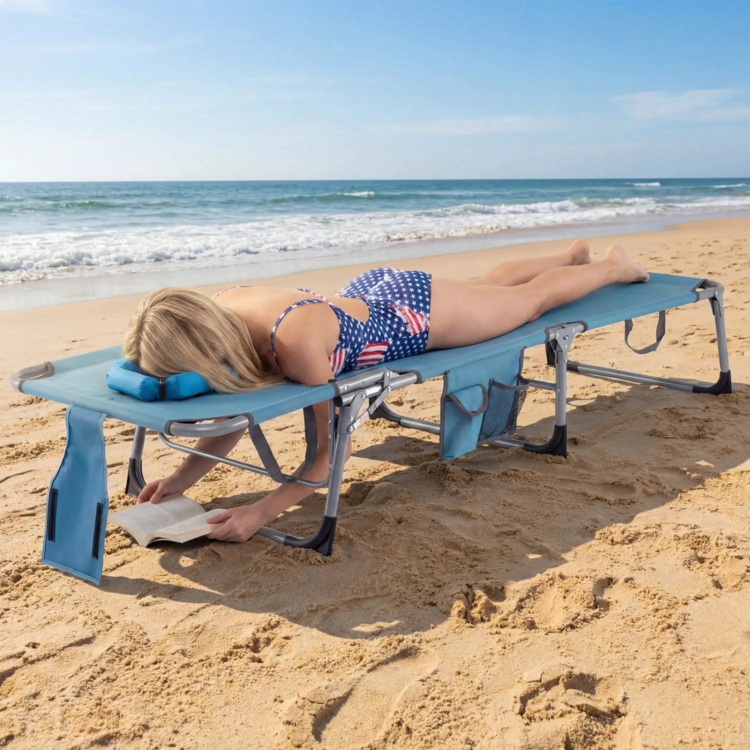 Set of 2 Tanning Chair Portable Chaise Lounge Chair with 4-Position Adjustable Backrest by DirectDeals