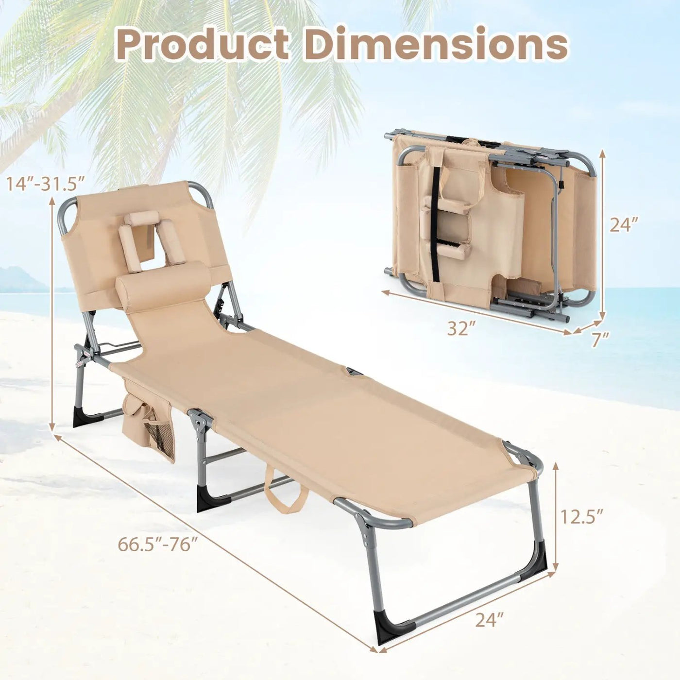 Adjustable Tanning Chaise Lounge Set of 2 with Face Hole by DirectDeals