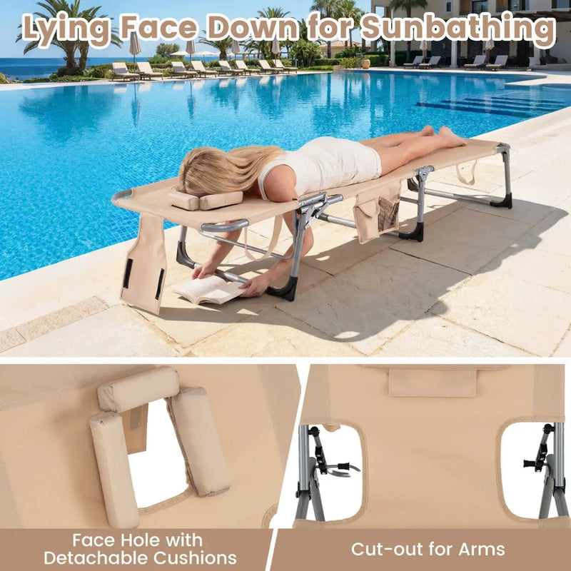 Adjustable Tanning Chaise Lounge Set of 2 with Face Hole by DirectDeals