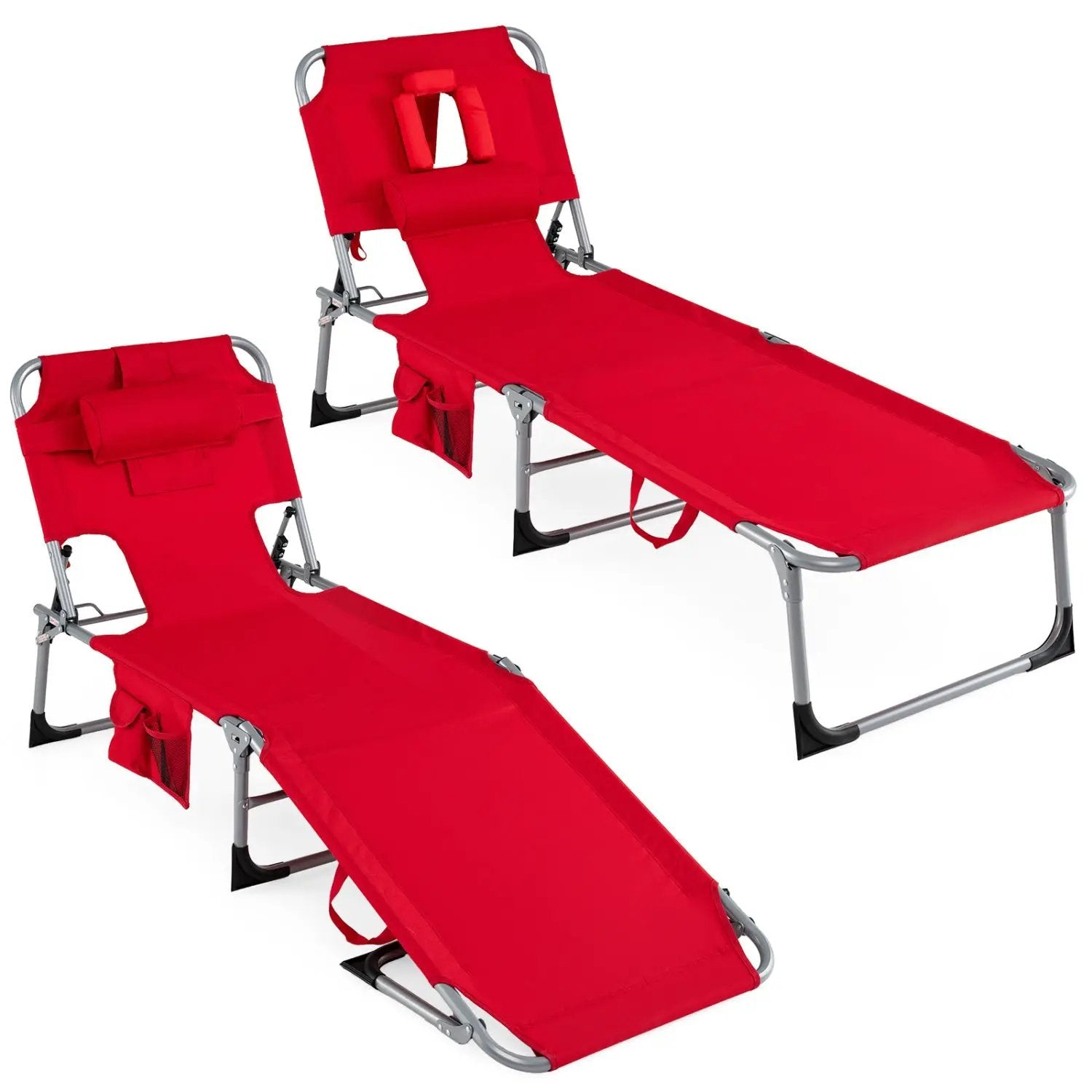 Adjustable Tanning Chaise Lounge Set of 2 with Face Hole by DirectDeals