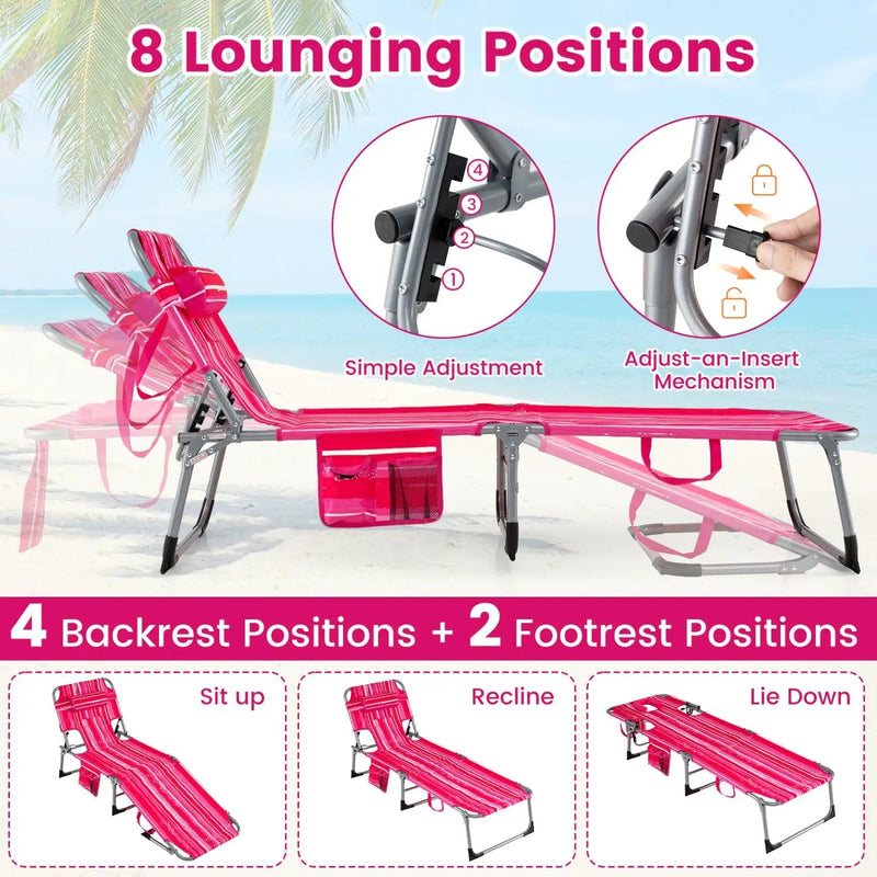 Adjustable Tanning Chaise Lounge Set of 2 with Face Hole by DirectDeals