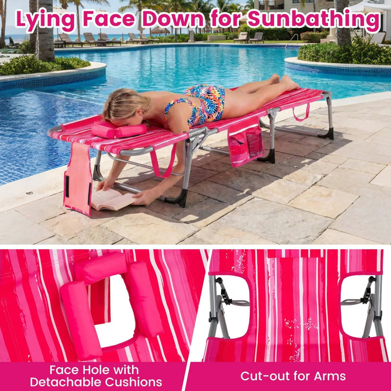 Adjustable Tanning Chaise Lounge Set of 2 with Face Hole by DirectDeals
