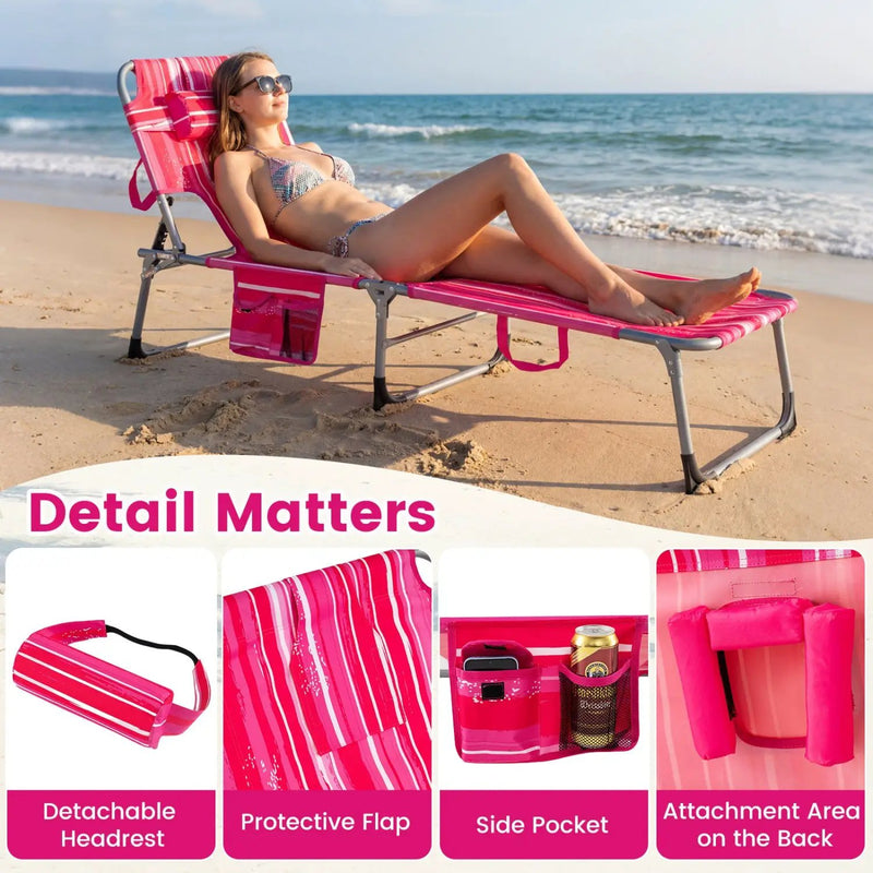 Adjustable Tanning Chaise Lounge Set of 2 with Face Hole by DirectDeals