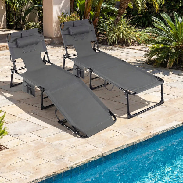 Adjustable Tanning Chaise Lounge Set of 2 with Face Hole, photo 2 of 48