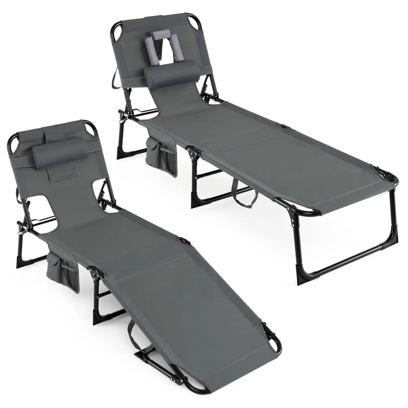 Adjustable Tanning Chaise Lounge Set of 2 with Face Hole by DirectDeals