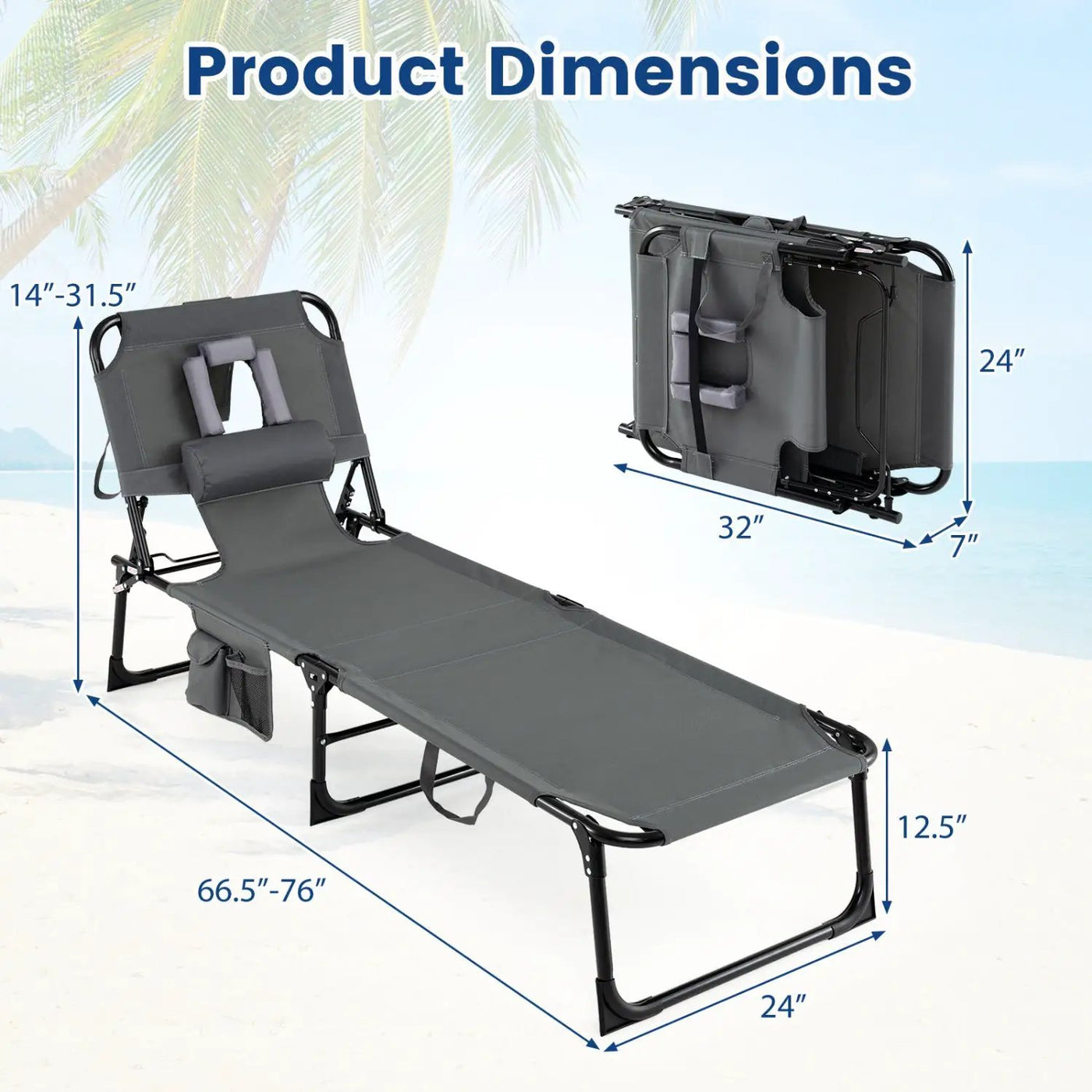 Adjustable Tanning Chaise Lounge Set of 2 with Face Hole by DirectDeals