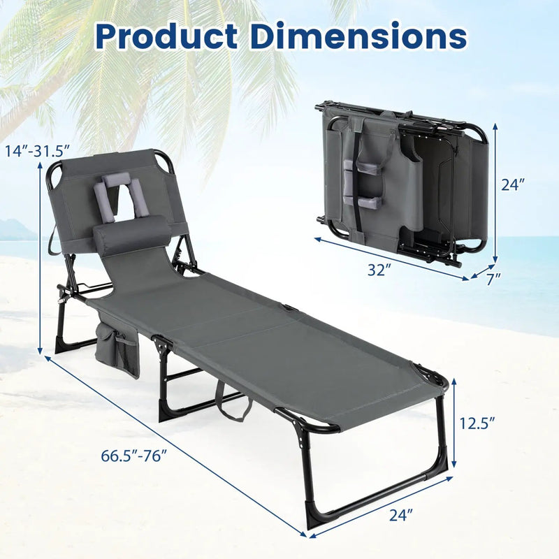 Adjustable Tanning Chaise Lounge Set of 2 with Face Hole by DirectDeals