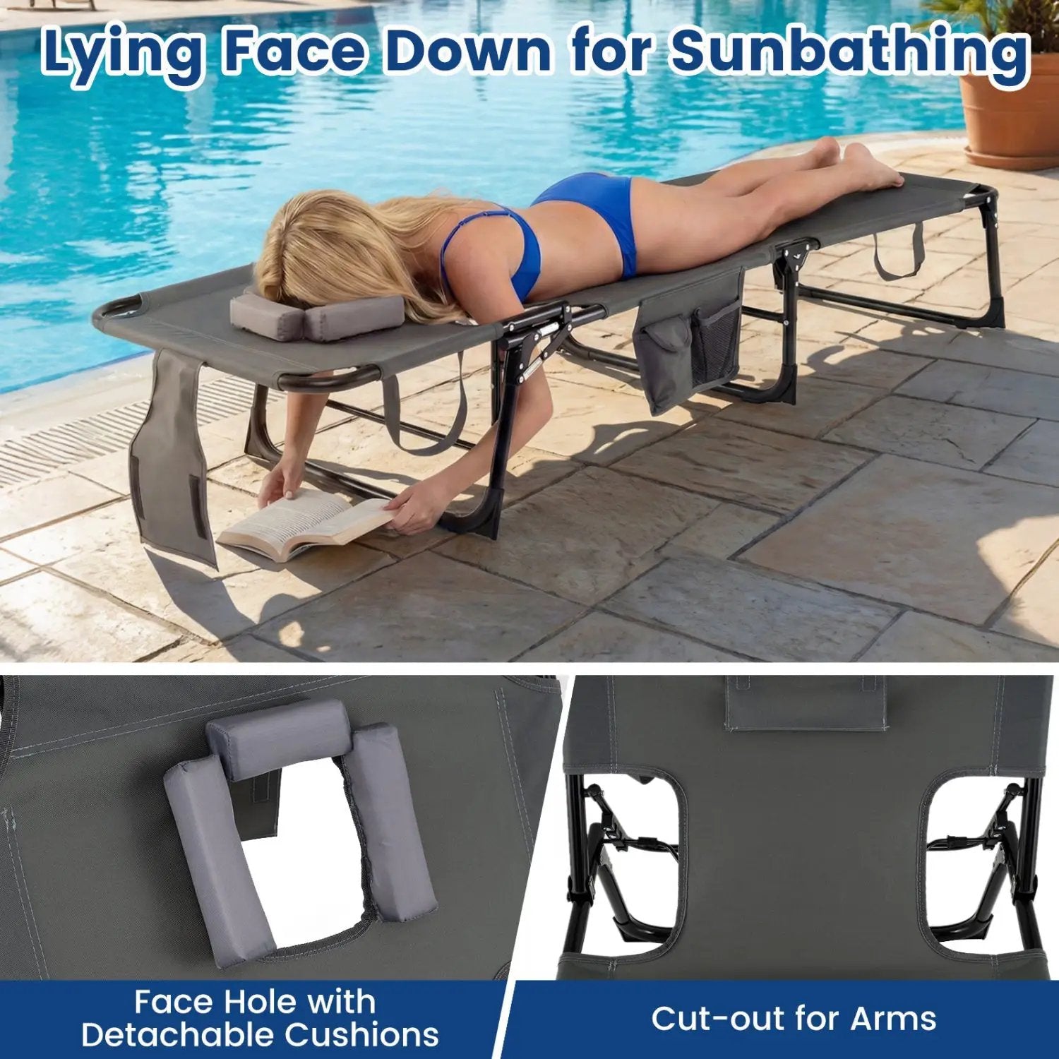 Adjustable Tanning Chaise Lounge Set of 2 with Face Hole by DirectDeals