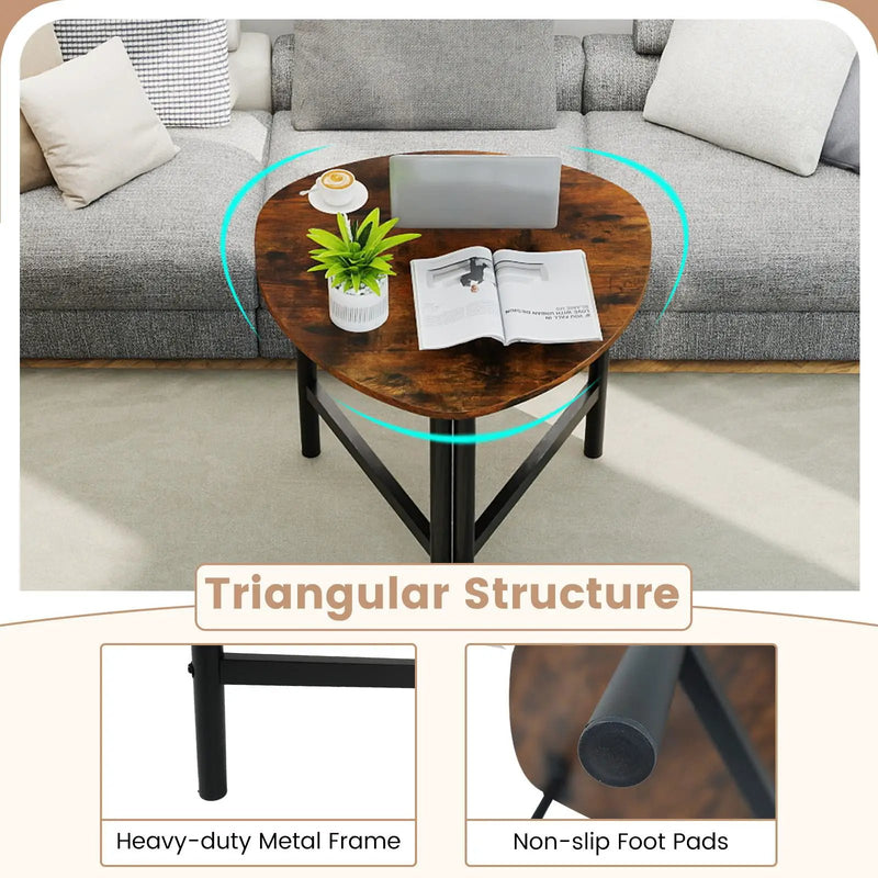 Set of 2 Triangle Coffee Table Oval with Metal Legs by DirectDeals