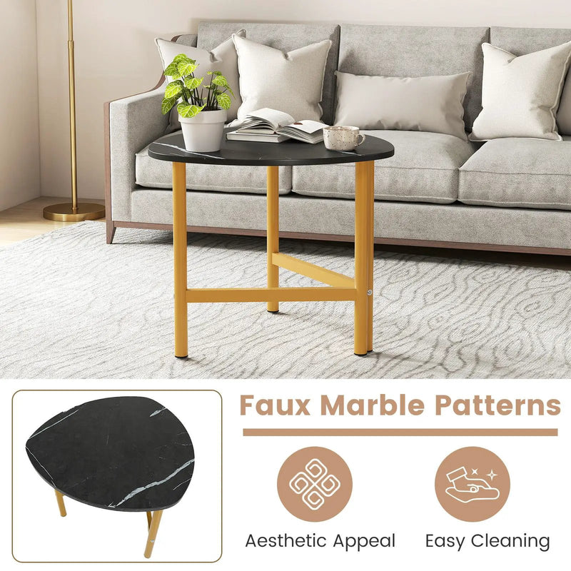 Set of 2 Triangle Coffee Table Oval with Metal Legs by DirectDeals