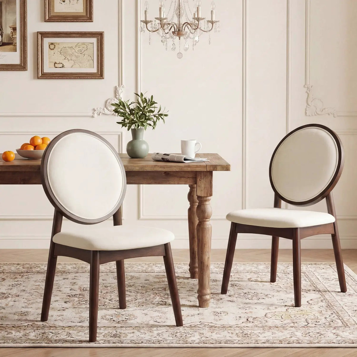 Set of 2 Upholstered Linen Fabric Kitchen Side Chairs with Padded Seat by DirectDeals