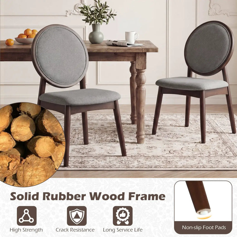 Set of 2 Upholstered Linen Fabric Kitchen Side Chairs with Padded Seat by DirectDeals