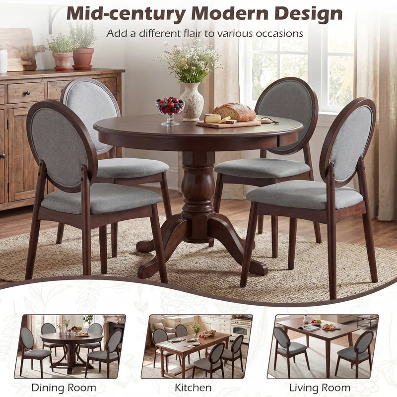 Set of 2 Upholstered Linen Fabric Kitchen Side Chairs with Padded Seat by DirectDeals