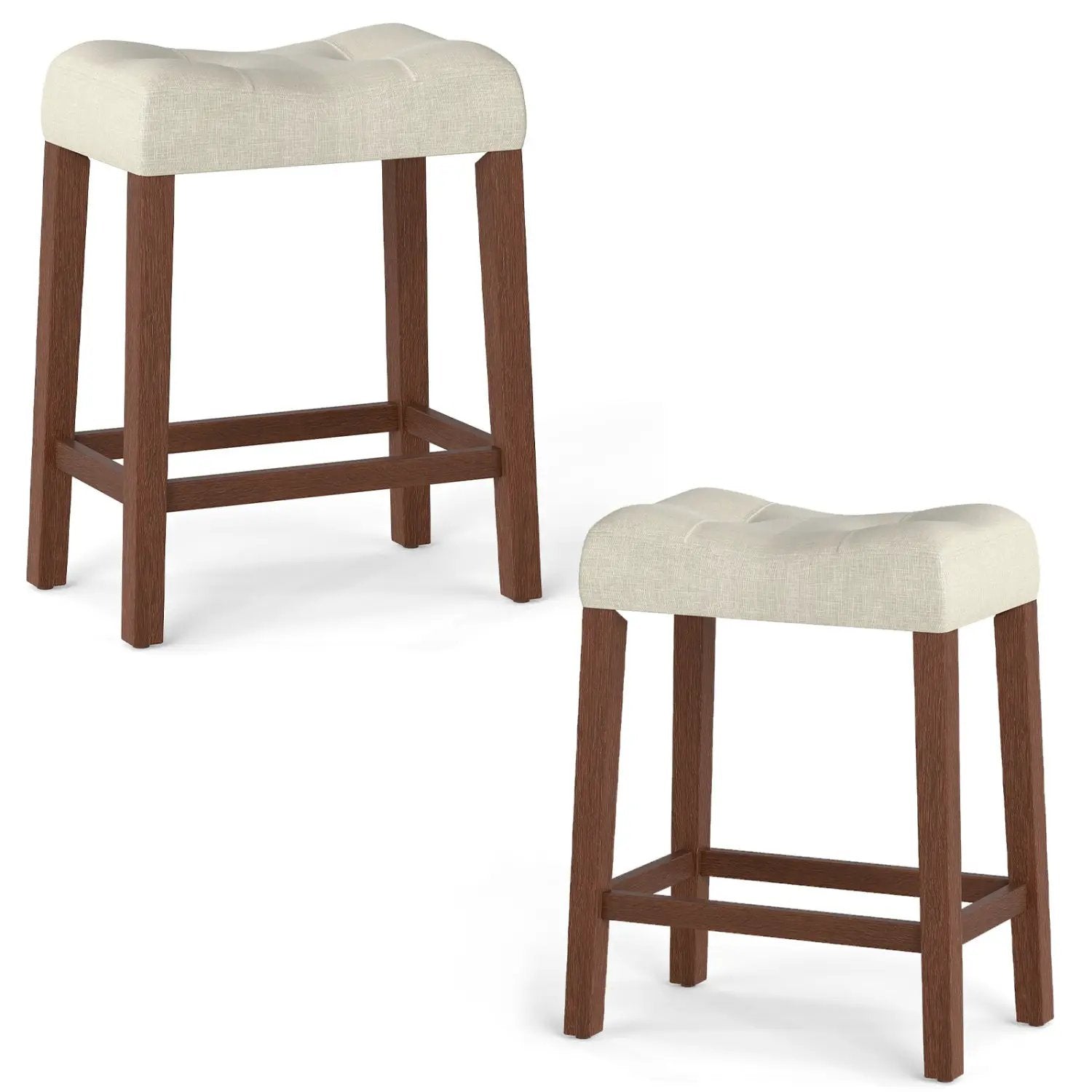 Set of 2 Upholstered Counter Height Bar Stool with Curved Saddle-Seat by DirectDeals