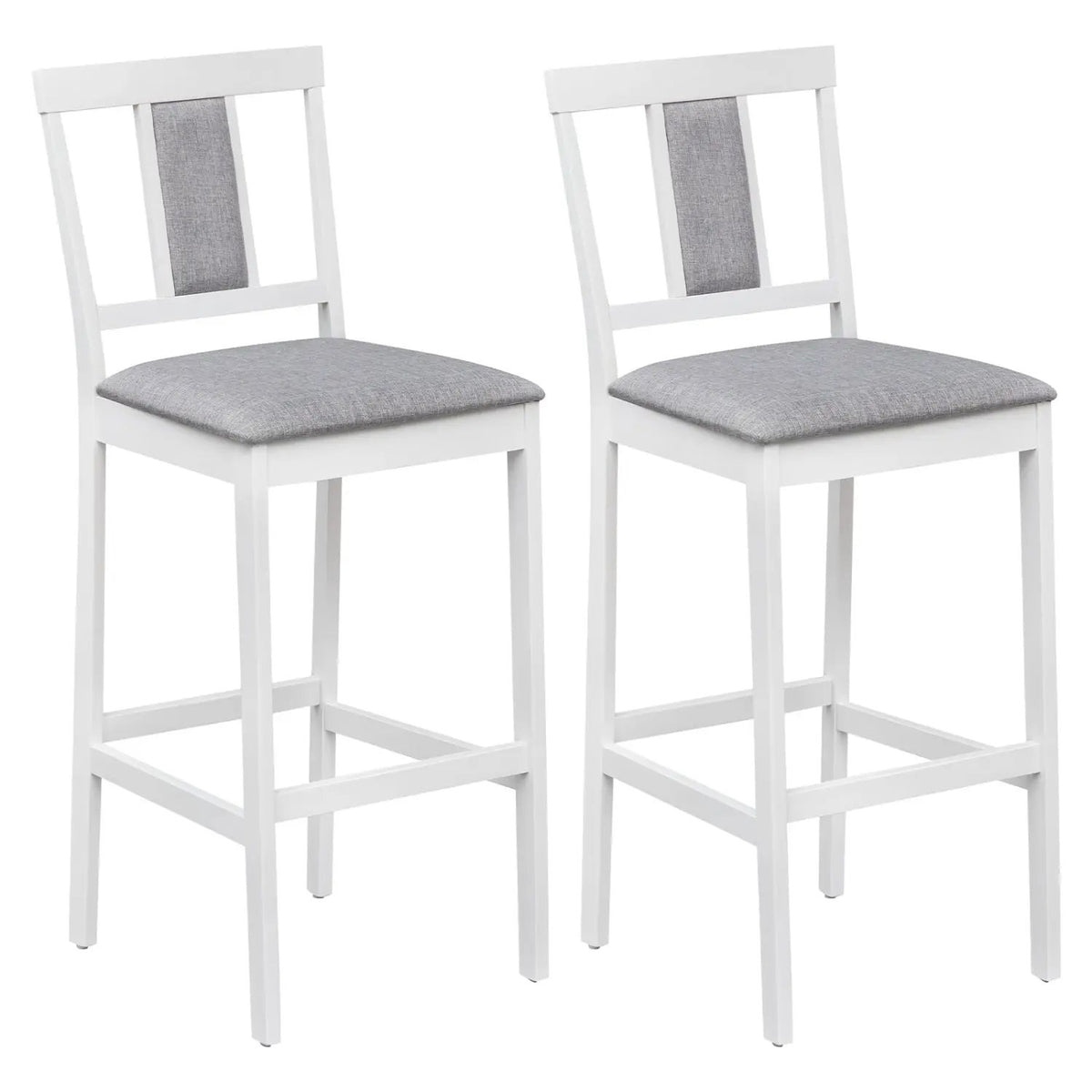 Set of 2 Upholstered Barstool 29.5 Inch Bar Height with Solid Rubber Wood Frame by DirectDeals