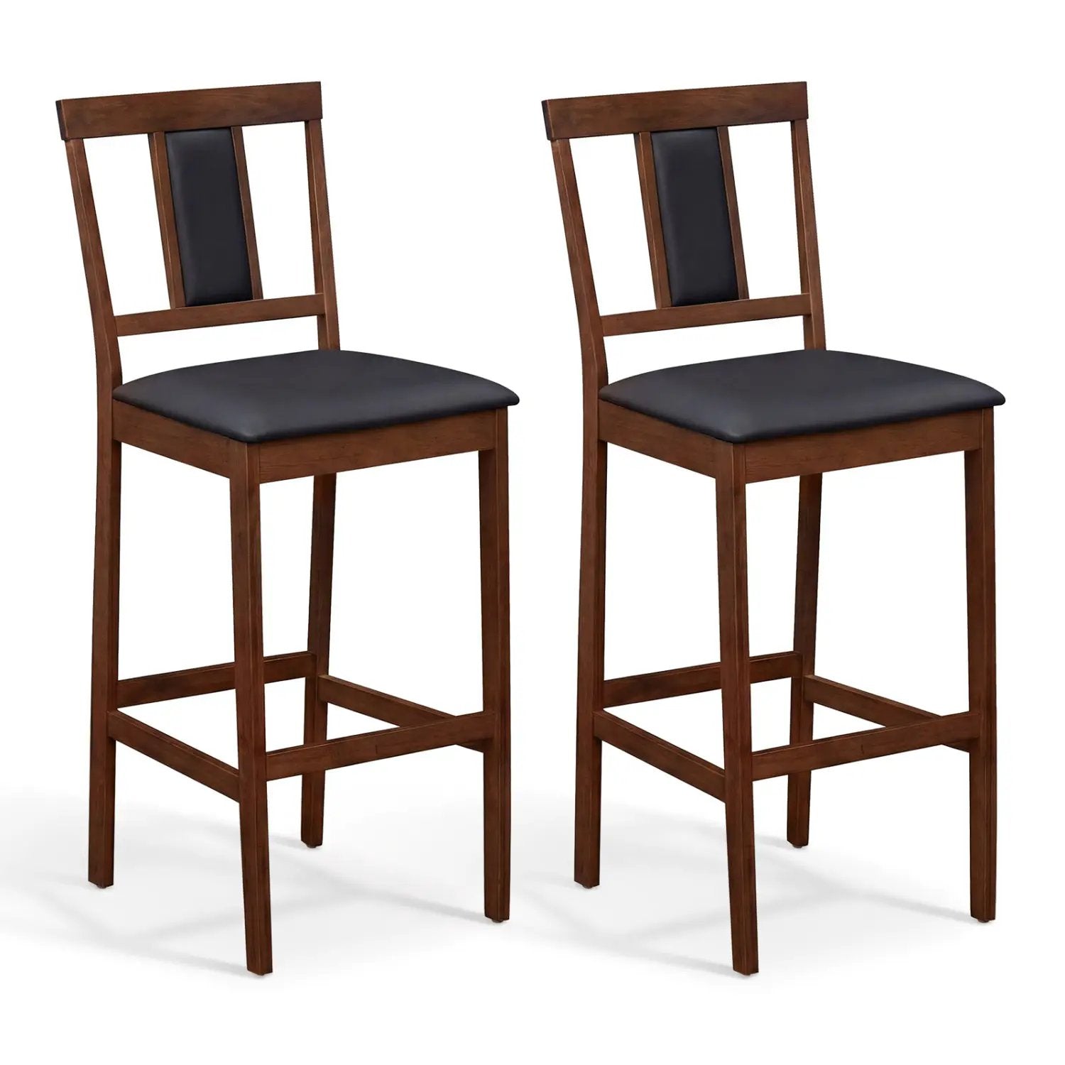 Set of 2 Upholstered Barstool 29.5 Inch Bar Height with Solid Rubber Wood Frame by DirectDeals