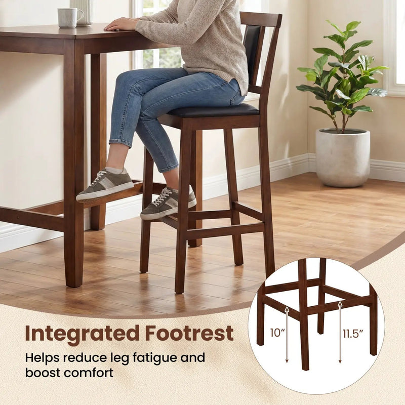Set of 2 Upholstered Barstool 29.5 Inch Bar Height with Solid Rubber Wood Frame by DirectDeals