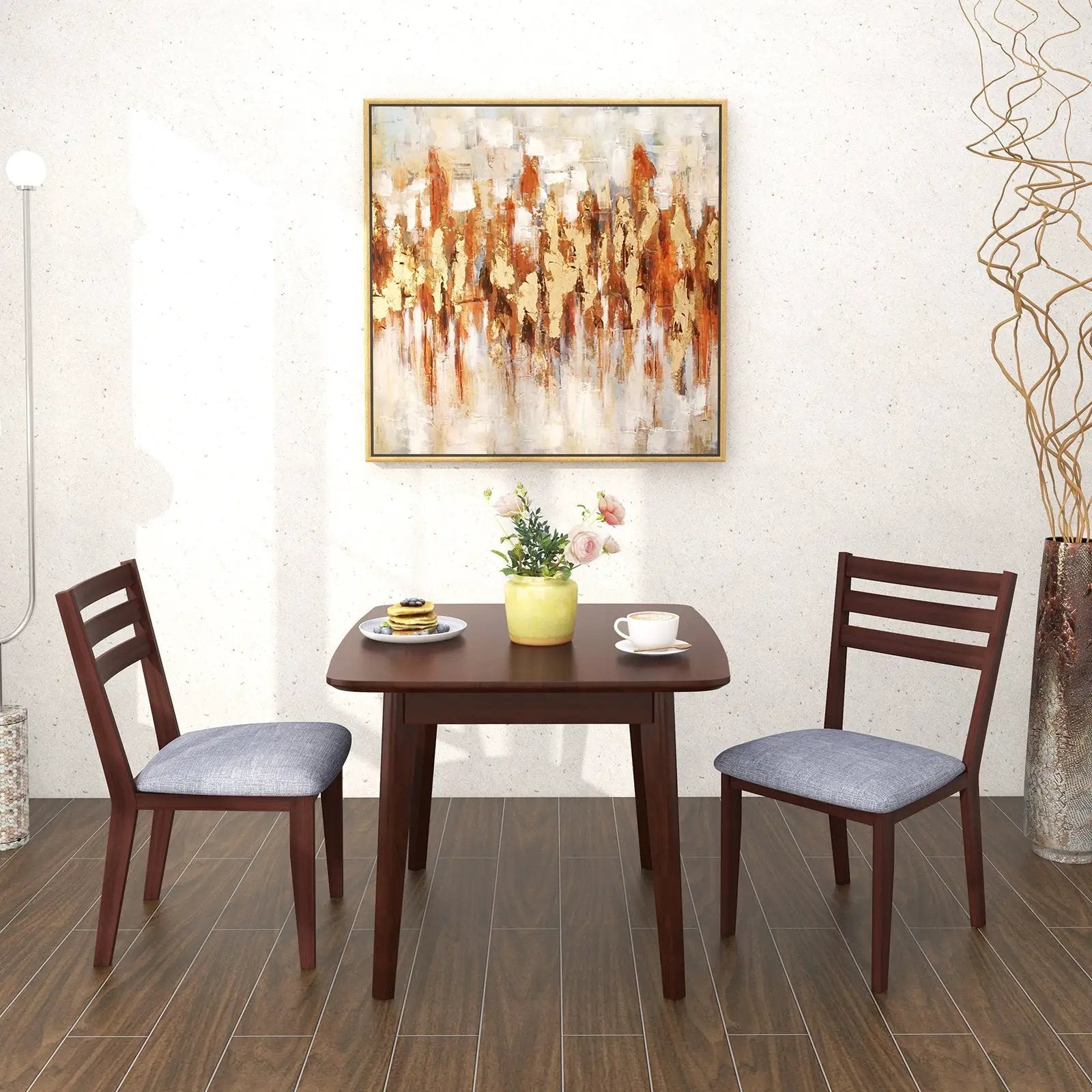 Set of 2 Upholstered Armless Kitchen Chair with Solid Rubber Wood Frame by DirectDeals