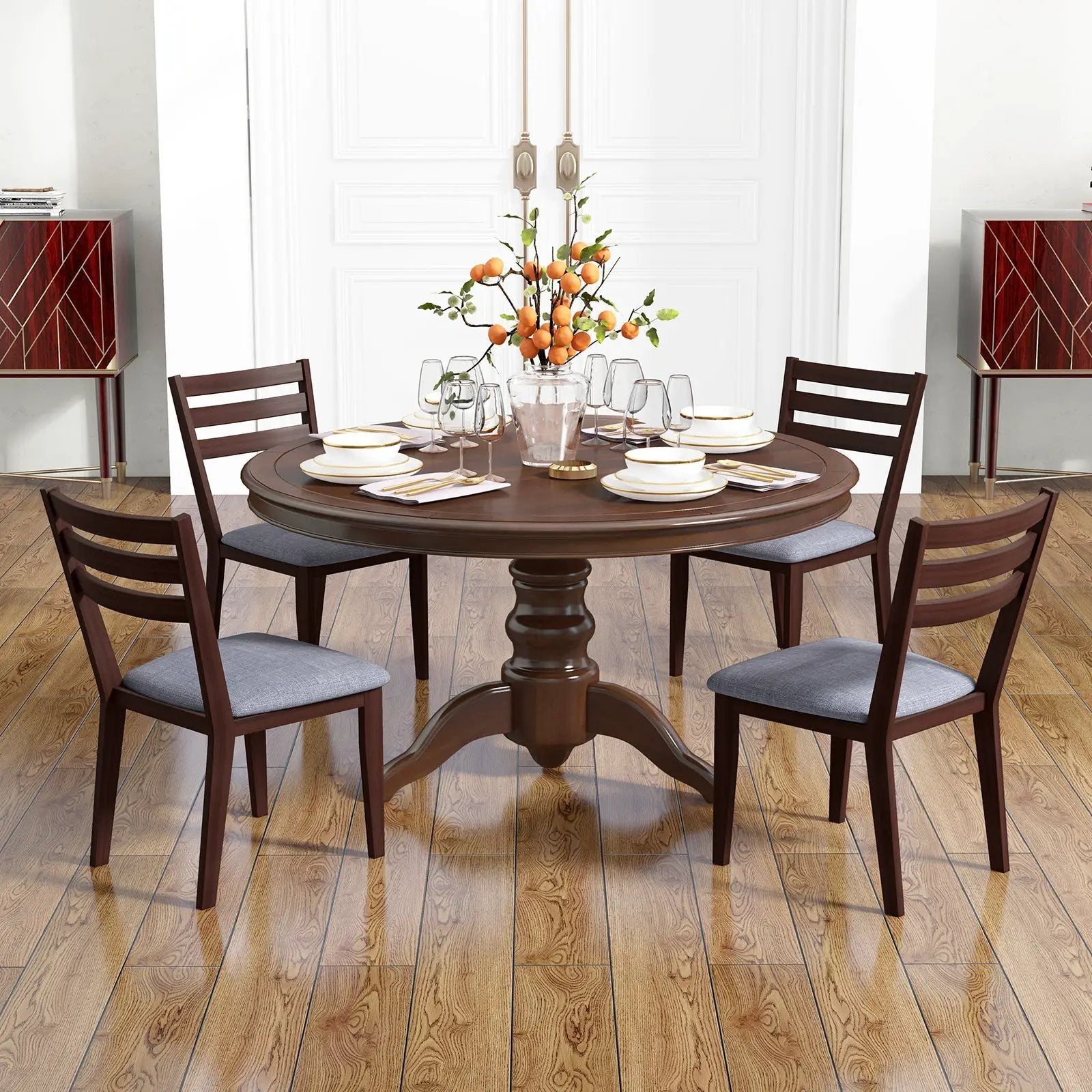 Set of 2 Upholstered Armless Kitchen Chair with Solid Rubber Wood Frame by DirectDeals