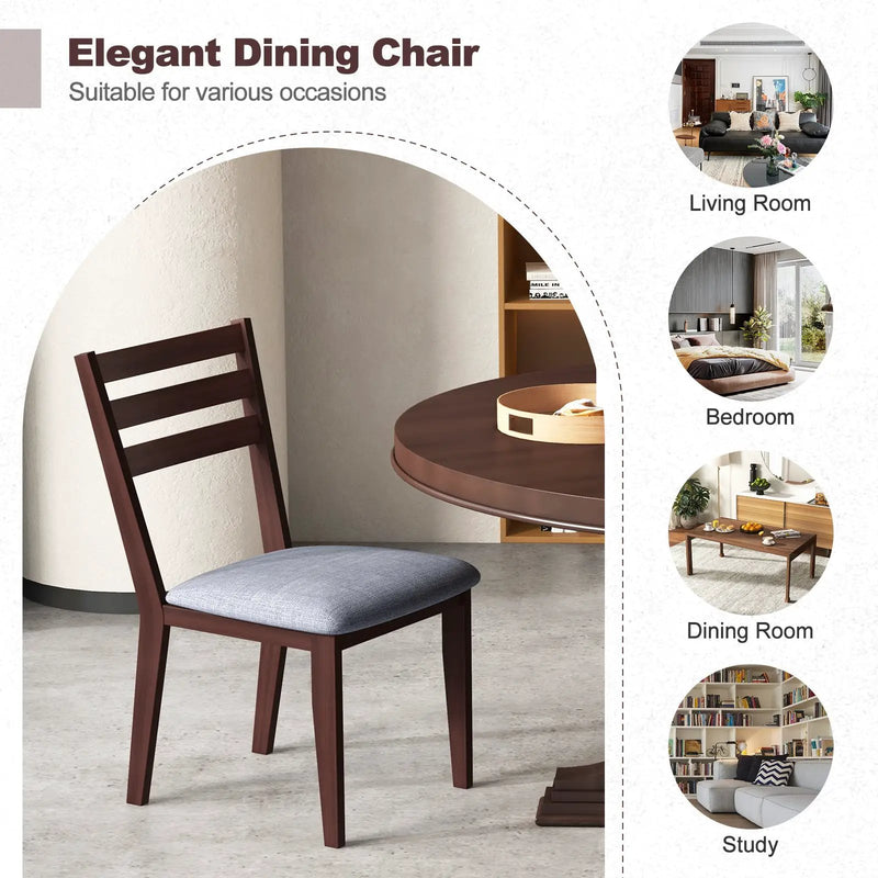 Set of 2 Upholstered Armless Kitchen Chair with Solid Rubber Wood Frame by DirectDeals