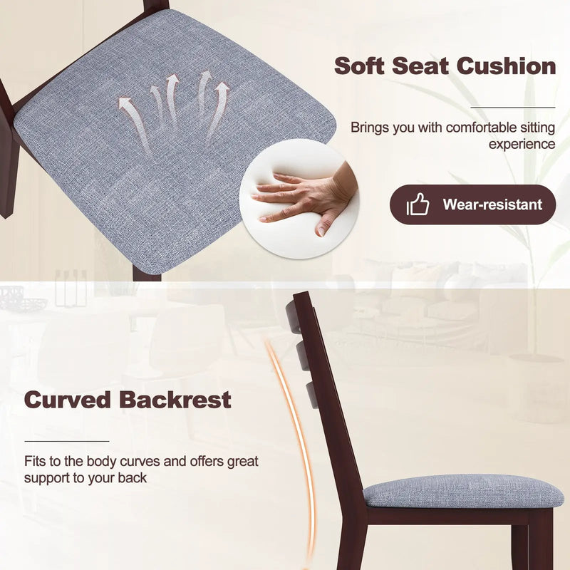 Set of 2 Upholstered Armless Kitchen Chair with Solid Rubber Wood Frame by DirectDeals