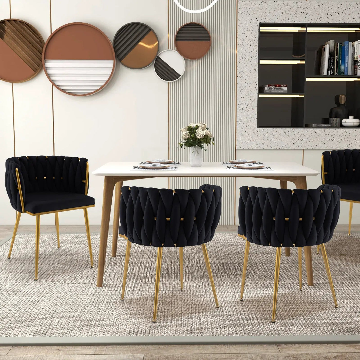 Set of 2 Upholstered Dining Chair w/ Curved Backrest and Metal Tubes by DirectDeals