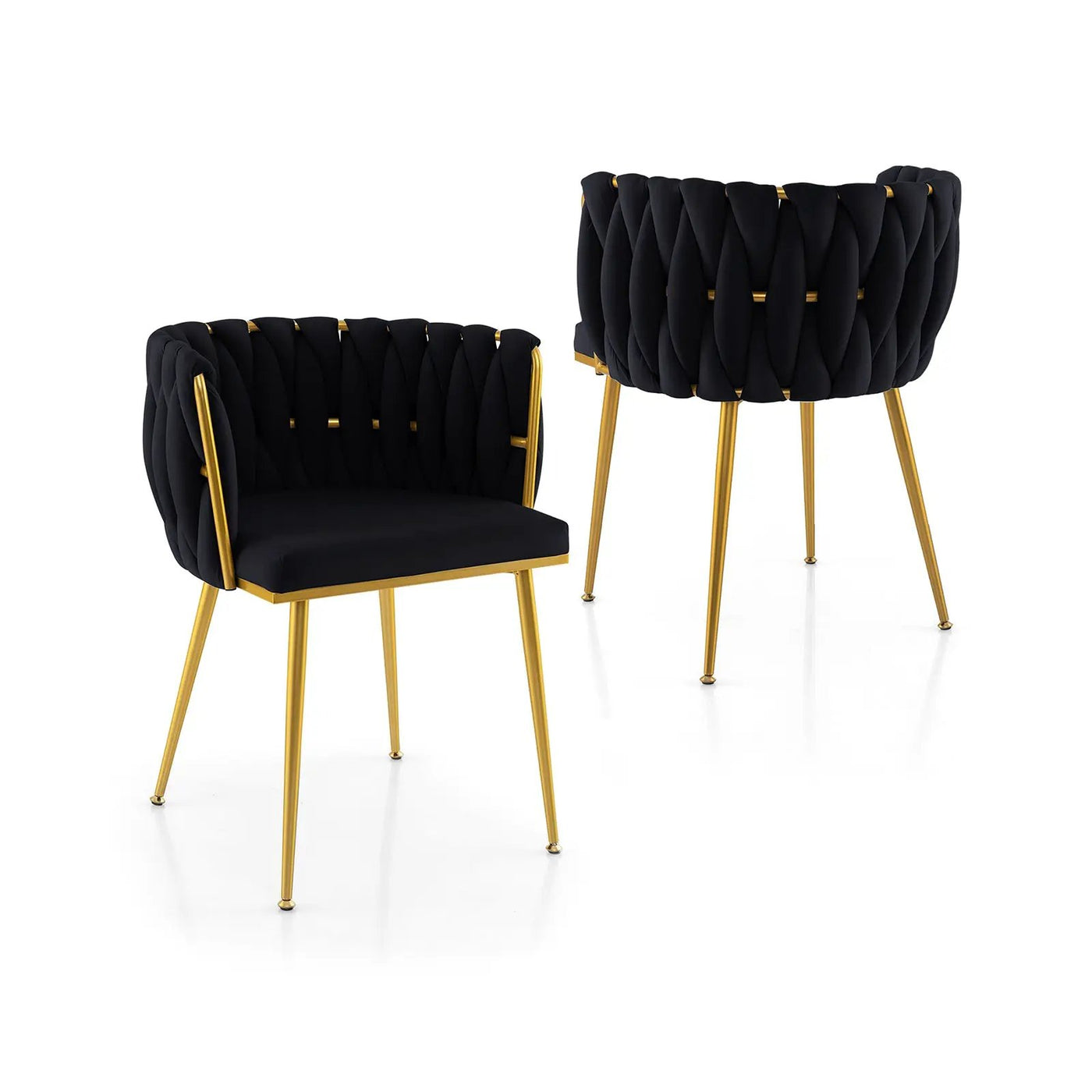Set of 2 Upholstered Dining Chair w/ Curved Backrest and Metal Tubes by DirectDeals