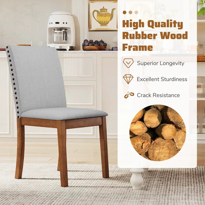 Set of 2 Upholstered Dining Chairs with Padded Seat for Living Room-Walnut by DirectDeals
