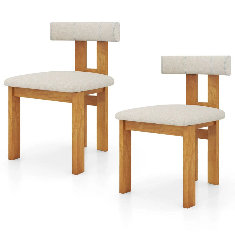 Dining Chair Set of 2 Upholstered Kitchen Chair with Padded Seat-Natural by DirectDeals