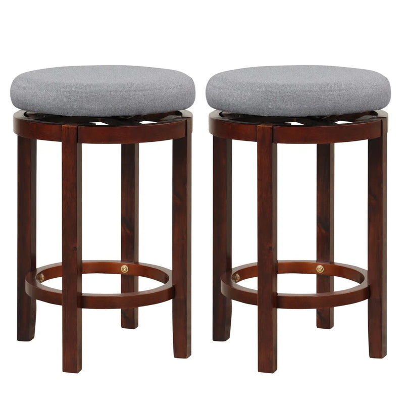 2 Pieces 26 Inch Counter Height Swivel Stool Set with Padded Cushion-Gray by DirectDeals