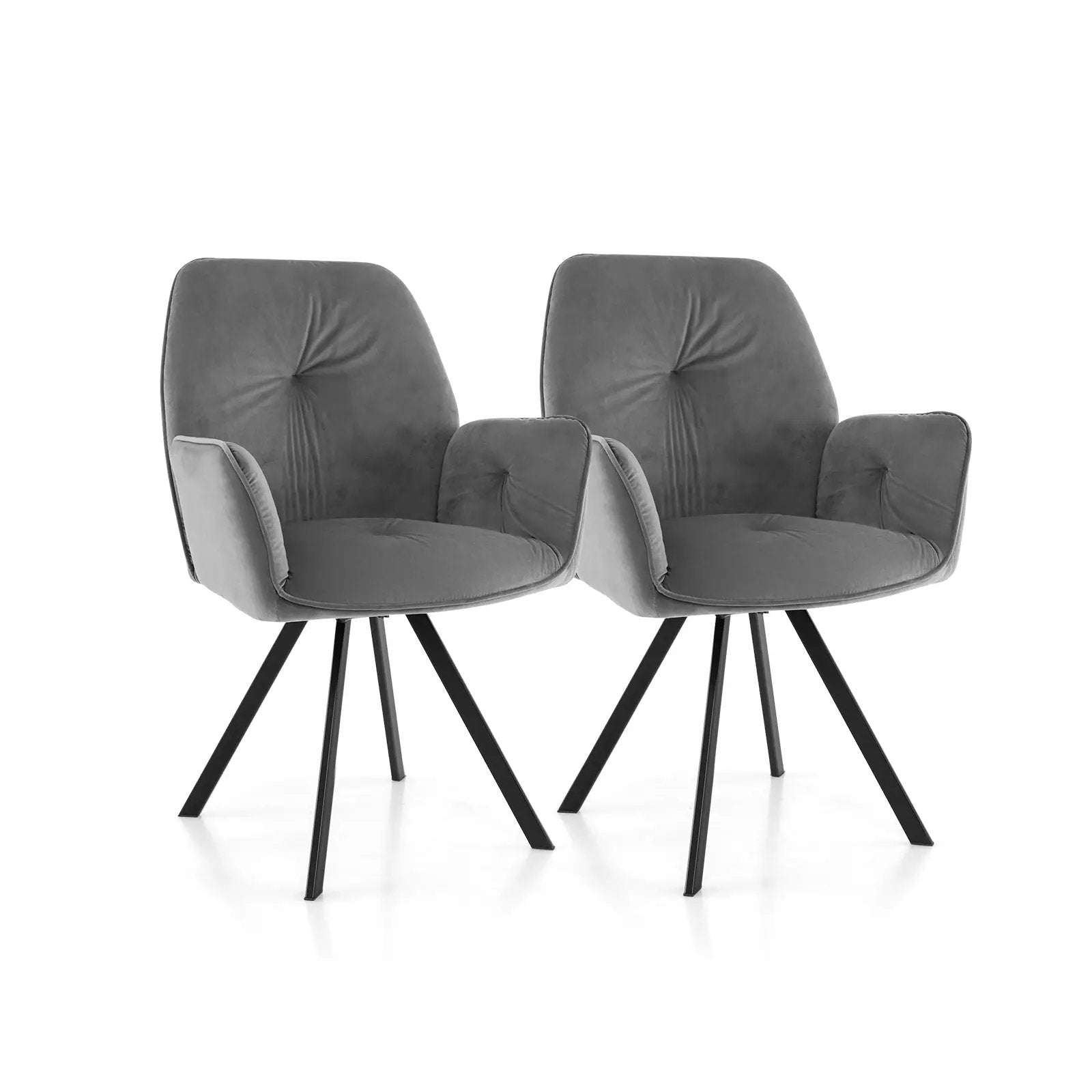 Set of 2 Swivel Accent Arm Chairs with Metal Legs and Wide Back-Gray by DirectDeals