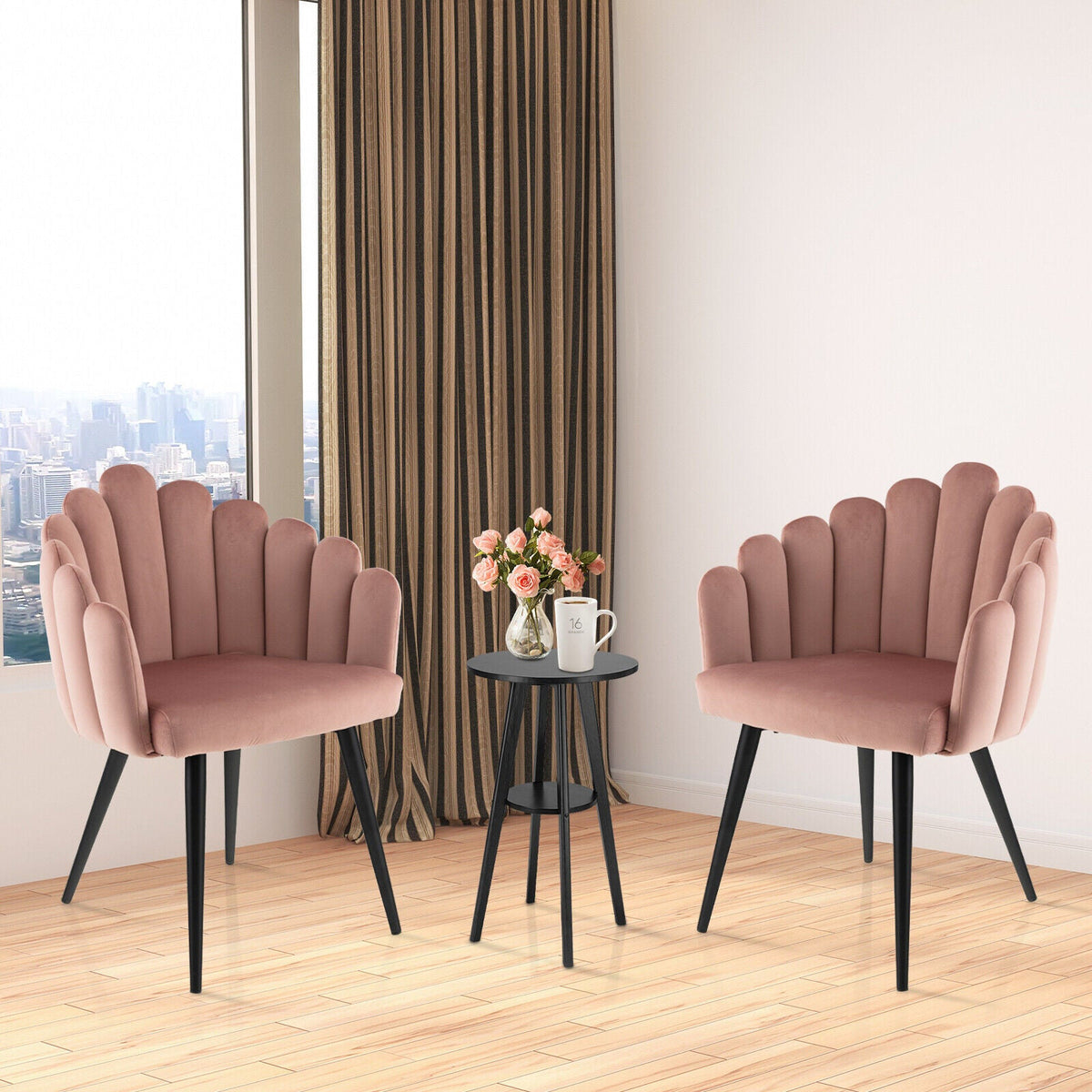 Modern Velvet Dining Chair with Metal Base and Petal Backrest, photo 27 of 32