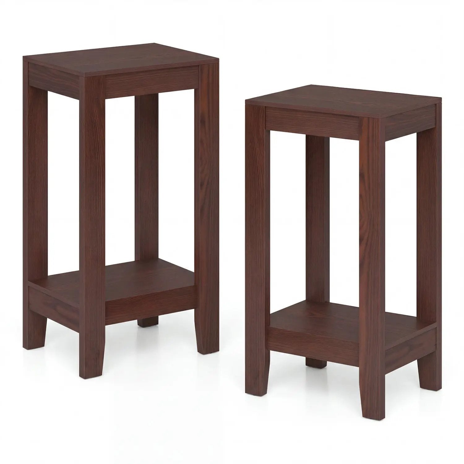 2-Tier End Tables with Storage Shelf, Set of 2 by DirectDeals