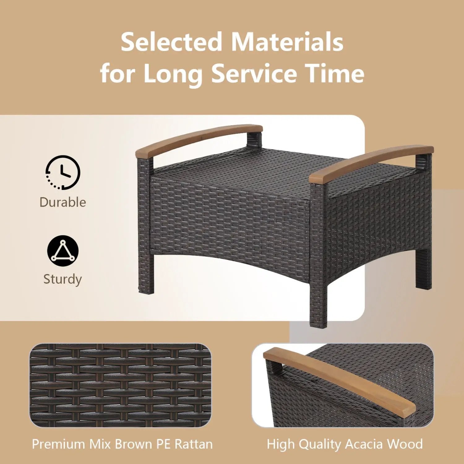 Wicker Patio Ottoman Set of 2 with Cushion by DirectDeals